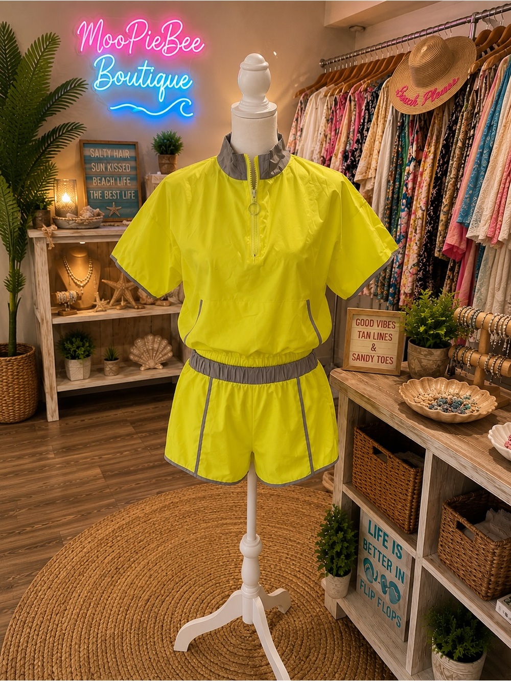 Capsule Neon Yellow Reflective 2-Piece Active Set NWOT Small Medium